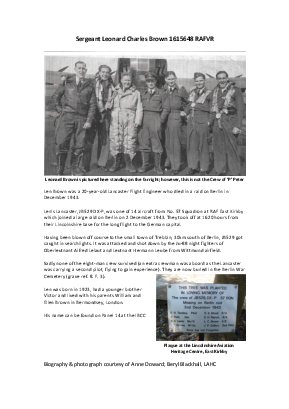 A preview of a PDF biography for Brown, Leonard Charles